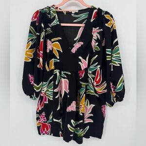 Umgee Women's Mini Dress With A Black Base And Floral Print Size Small